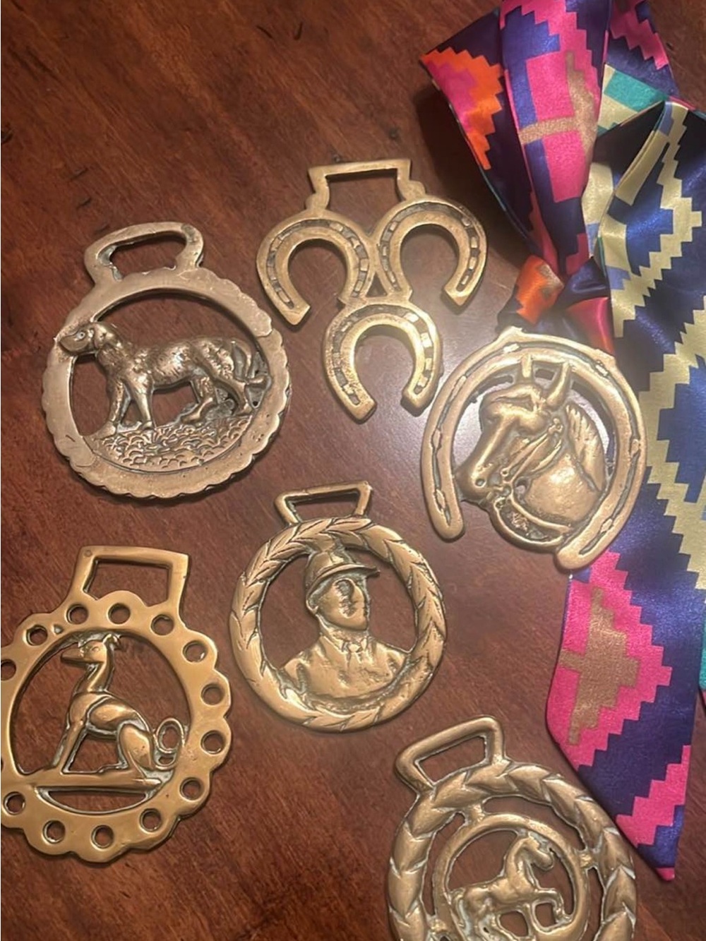 Vintage Assorted solid Brass Horse Medallion Accents for pendant or bag $40 ea
